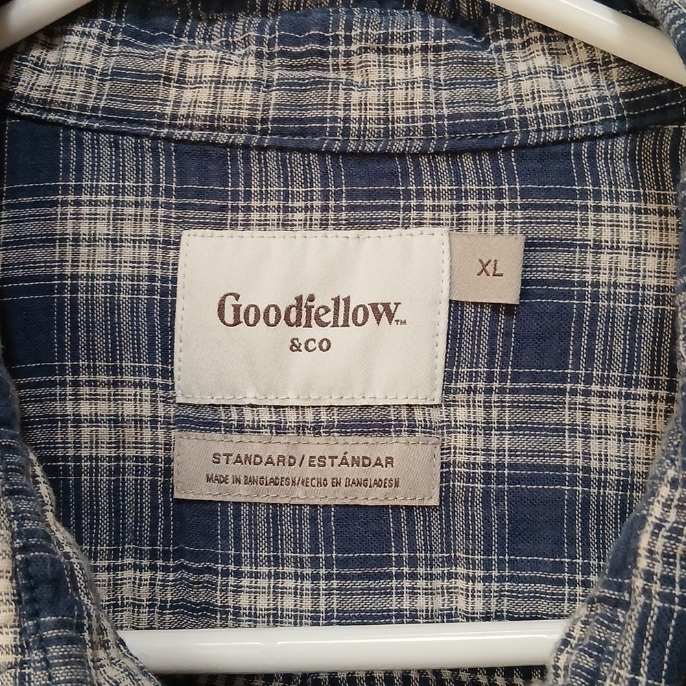 Goodfellow & Co Blue Plaid Long Sleeve Button Down Shirt Men's Size XL - Picture 2 of 5